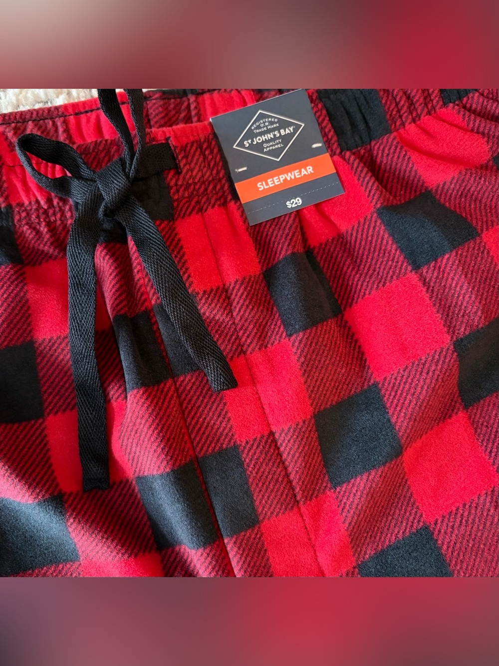 St. John’s Bay Red Cherry Fleece Sleep Pajama Pants Polyester Men’s Sz: M - Picture 3 of 6
